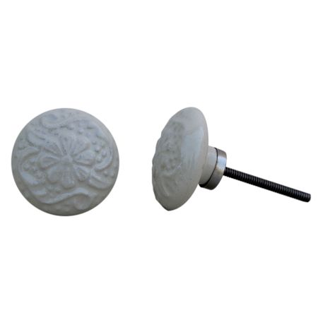 Cream Daisy Flower Flat Knob